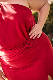 Jupe longue rouge Katya Cupro
