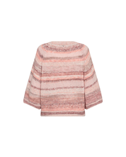 Back view of MMEdele Knit Pullover in Peachy, round neckline and melange pattern visible