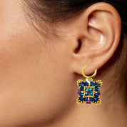 Marakame Acapulco Blue Purple Beaded Drop Earrings