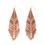 Beaded-Handwoven-Taos-Fringe-Earrings-Light-Brown-White