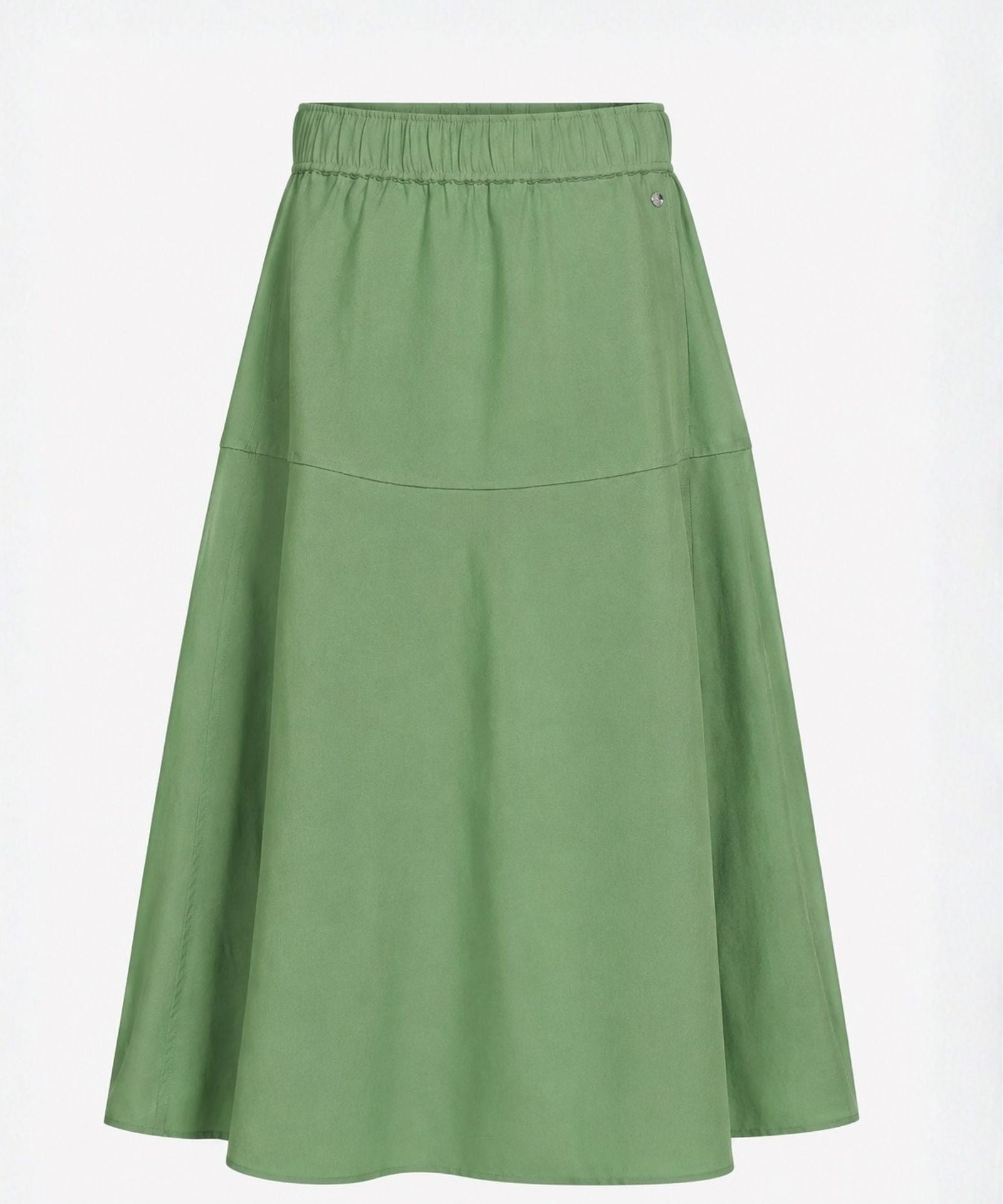Sage Green A-Line Midi Skirt  by Scandinavian Brand Mos Mosh - front view
