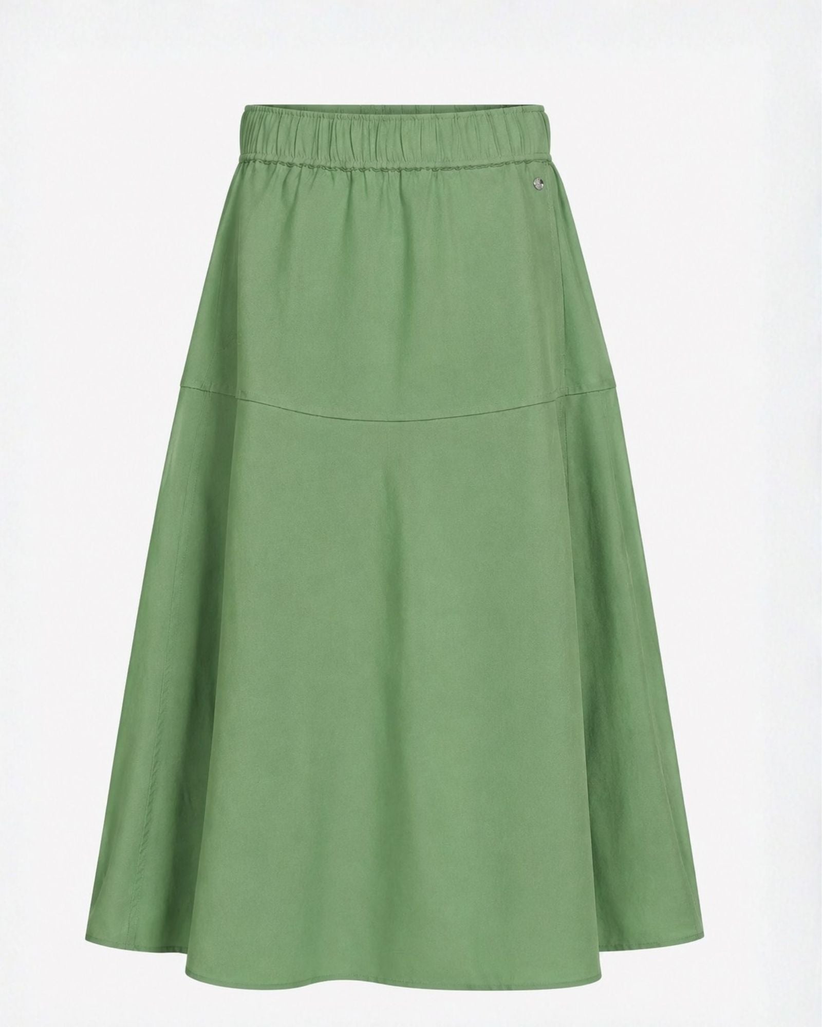 Sage Green A-Line Midi Skirt  by Scandinavian Brand Mos Mosh - front view