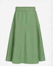 Sage Green A-Line Midi Skirt  by Scandinavian Brand Mos Mosh - front view