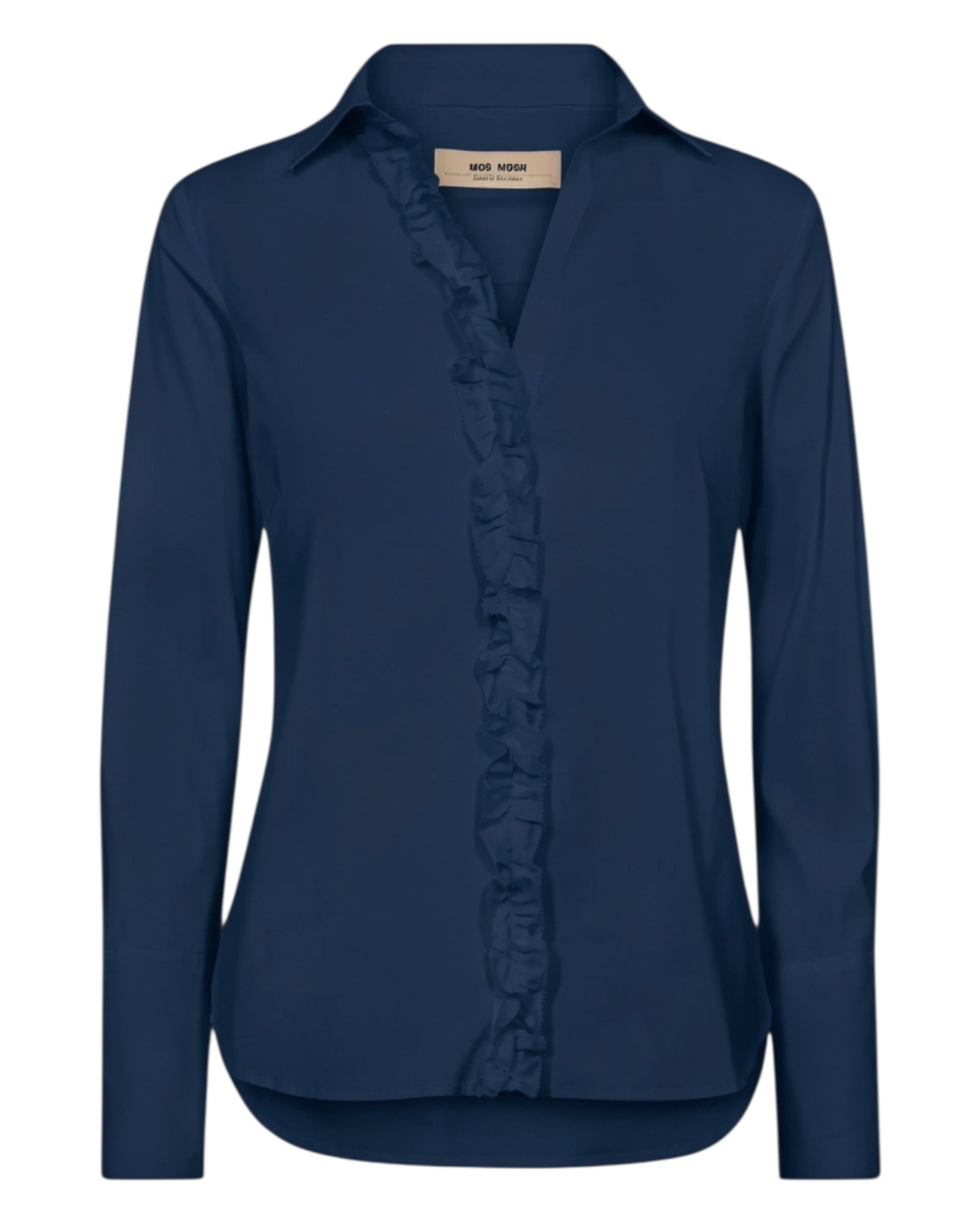 MMSybel Satin Ruffle Shirt – Navy