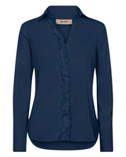 MMSybel Satin Ruffle Shirt – Navy