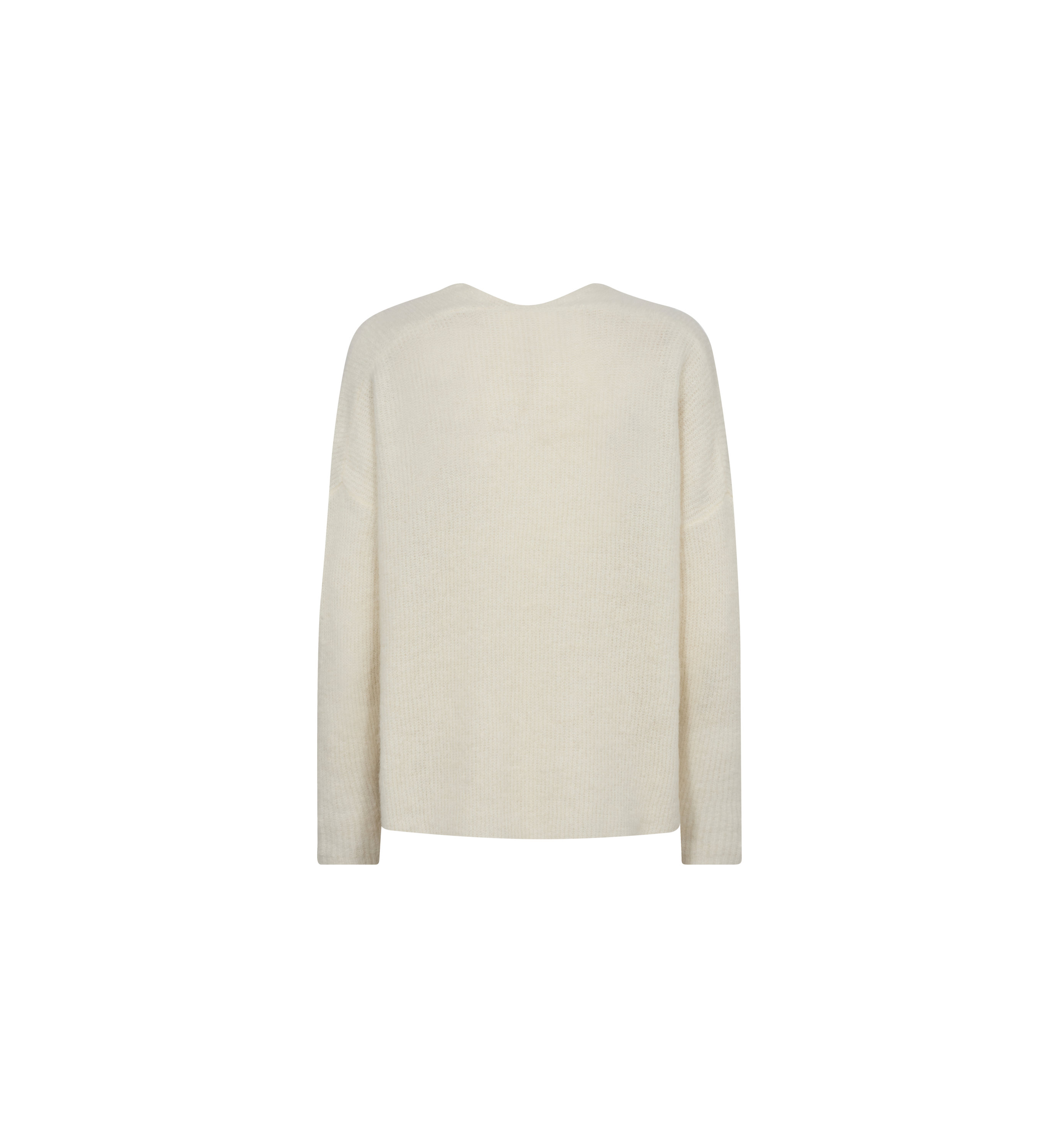 Mos Mosh Thora V-neck knit in ecru, back view – 99things.ch