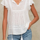 Front view of Navi short sleeve in white with relaxed fit