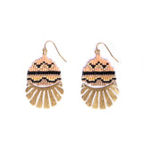 Mayana Designs Beaded Handwoven Santa Fe Drops in peach – showcasing the gentle tones and geometric design.