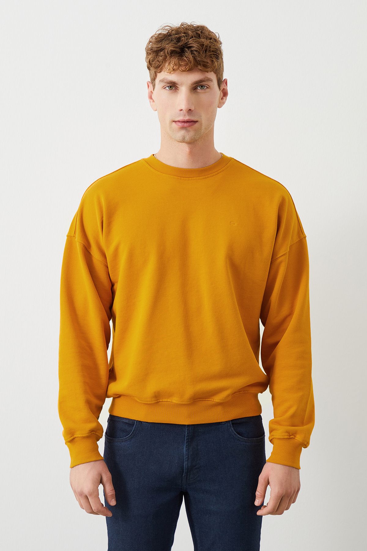  Ra Denim-Ziggy Crop Oversize Orange Men's Sweatshirt-2