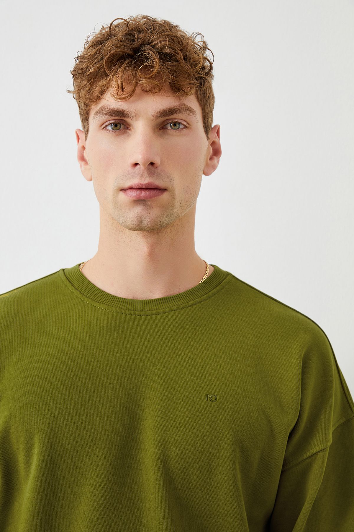  Ra Denim-Ziggy Crop Oversize Green Men's Sweatshirt-1
