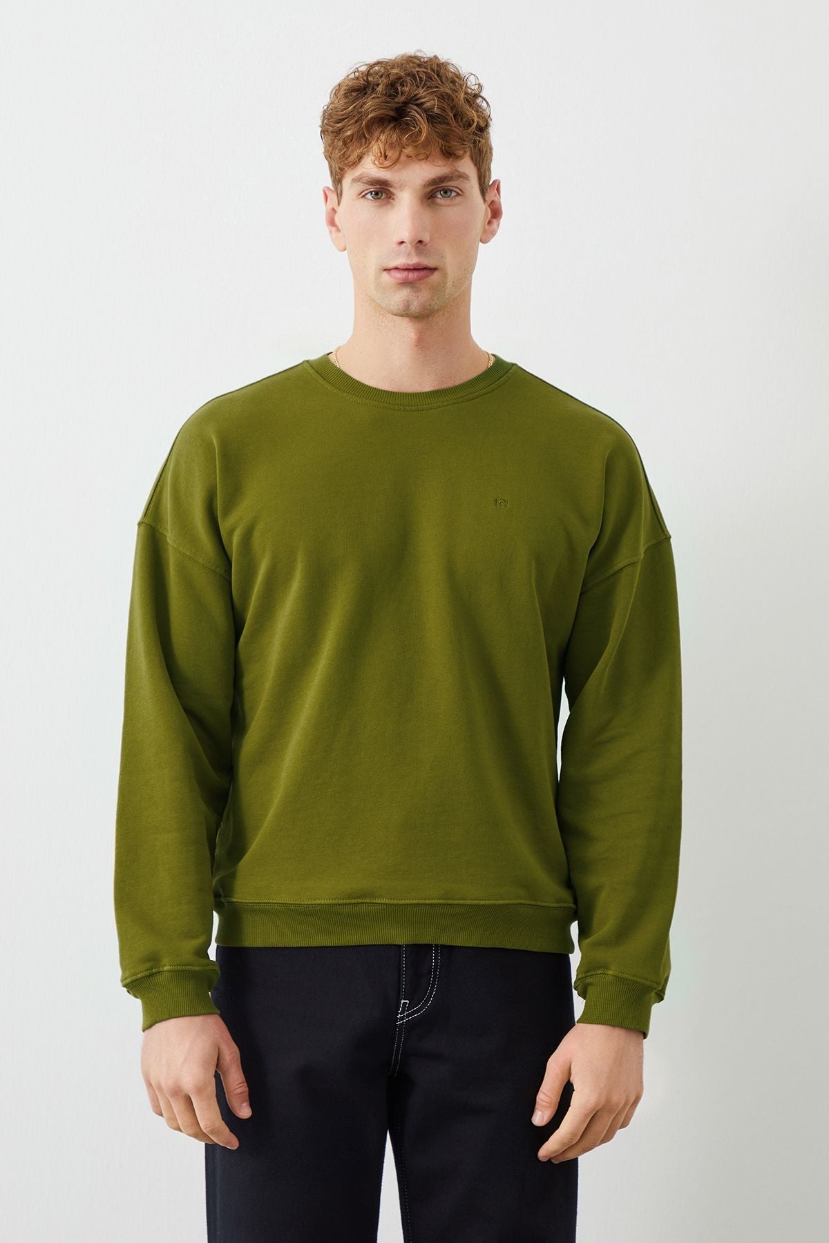  Ra Denim-Ziggy Crop Oversize Green Men's Sweatshirt-2