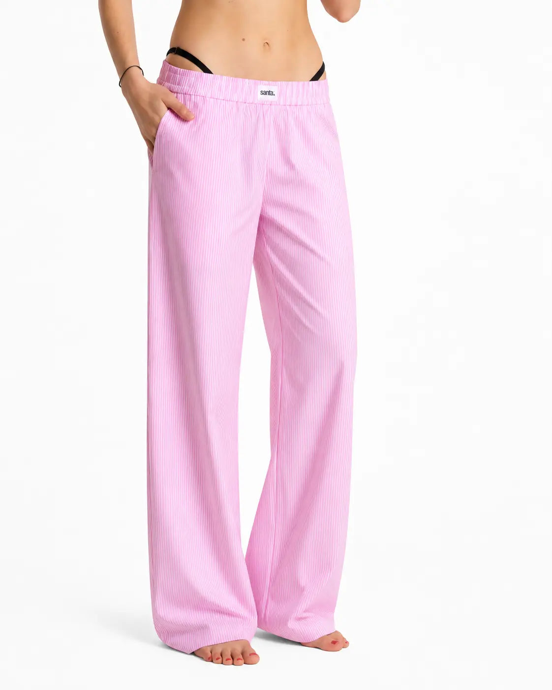 Candy-Striped Cotton Wide-Leg Pants