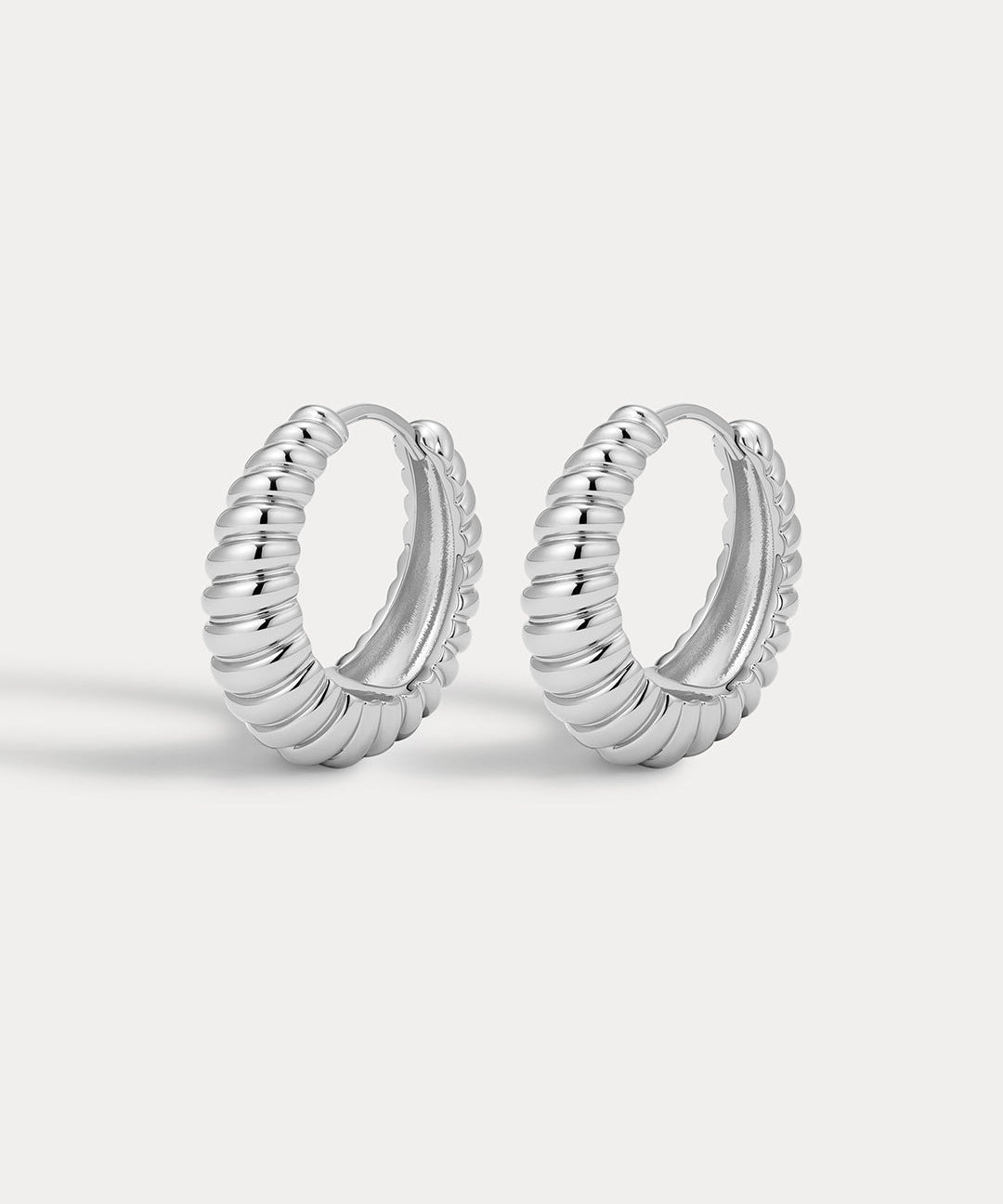 Luv AJ Ridged Marbella Hoops in silver