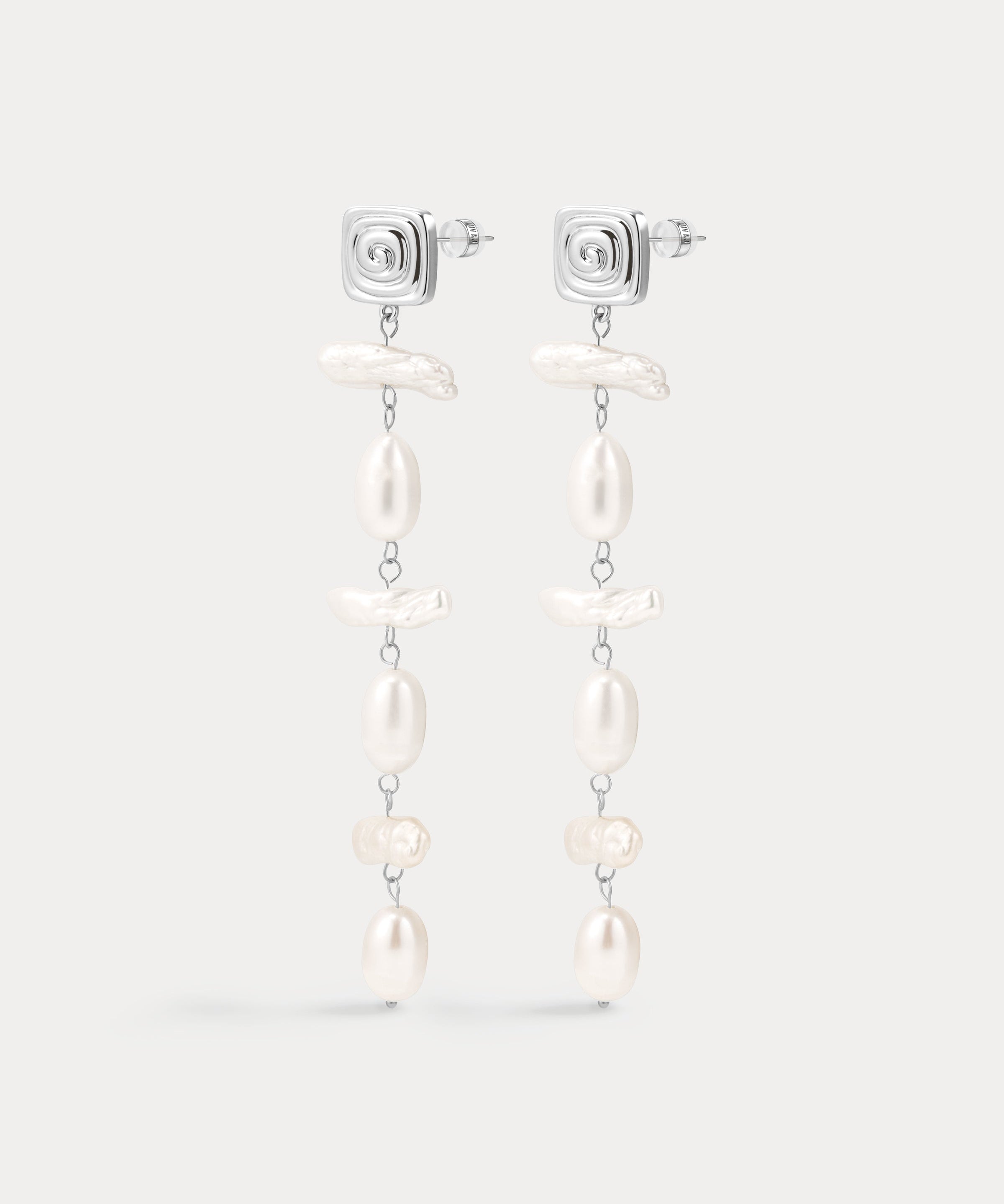 Luv AJ Seychelles Pearl Drop Studs in silver