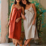 SAHUAYO Natural Brown Shoes styled with a casual summer dress