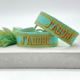 J'ADORE Statement Woven Bracelet — Turquoise & Toffee