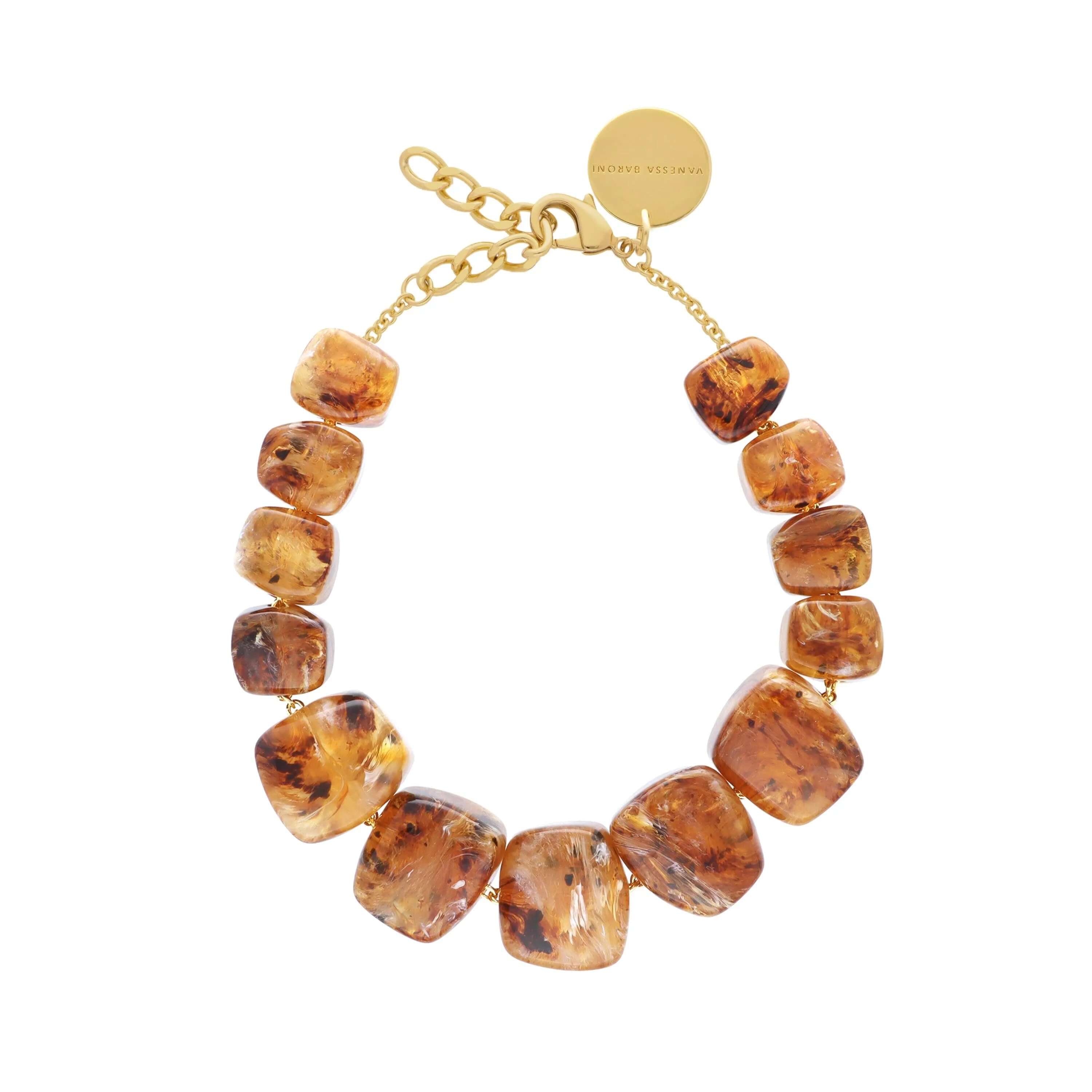 Big Organic Shaped Necklace in amber – lightweight and stylish with angular, organic elements for a chic look