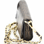 Aetalia Ary evening bag in bronze crinkled leather, side view with gold and leather chain strap