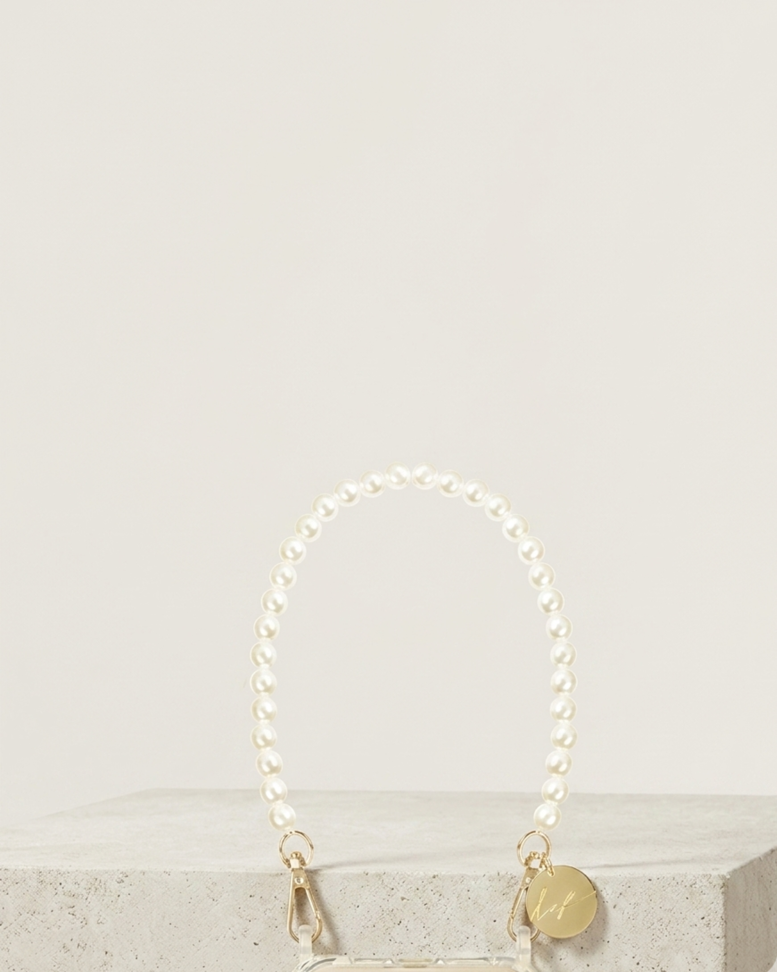 Agathe White Beaded Phone Chain stylish hands-free smartphone accessory with elegant white beads