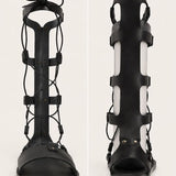 Thebes Lace-up Calf Air Sandals front and back view - Ancient Greek Sandals