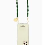 CARLA Phone Chain Green Chalcedony elegant beaded crossbody smartphone accessory with green gemstone style beads