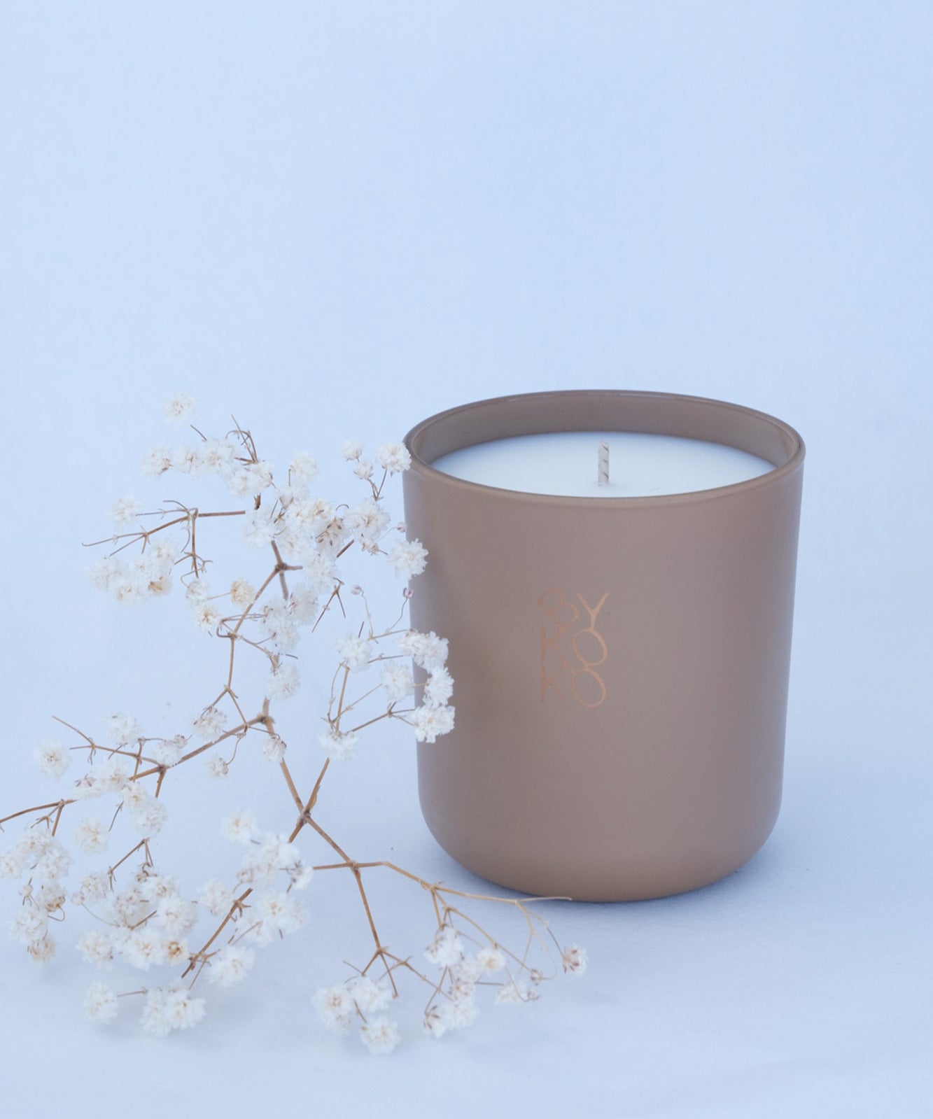 BYKOKO Golden Amber scented candle styled with dried flowers