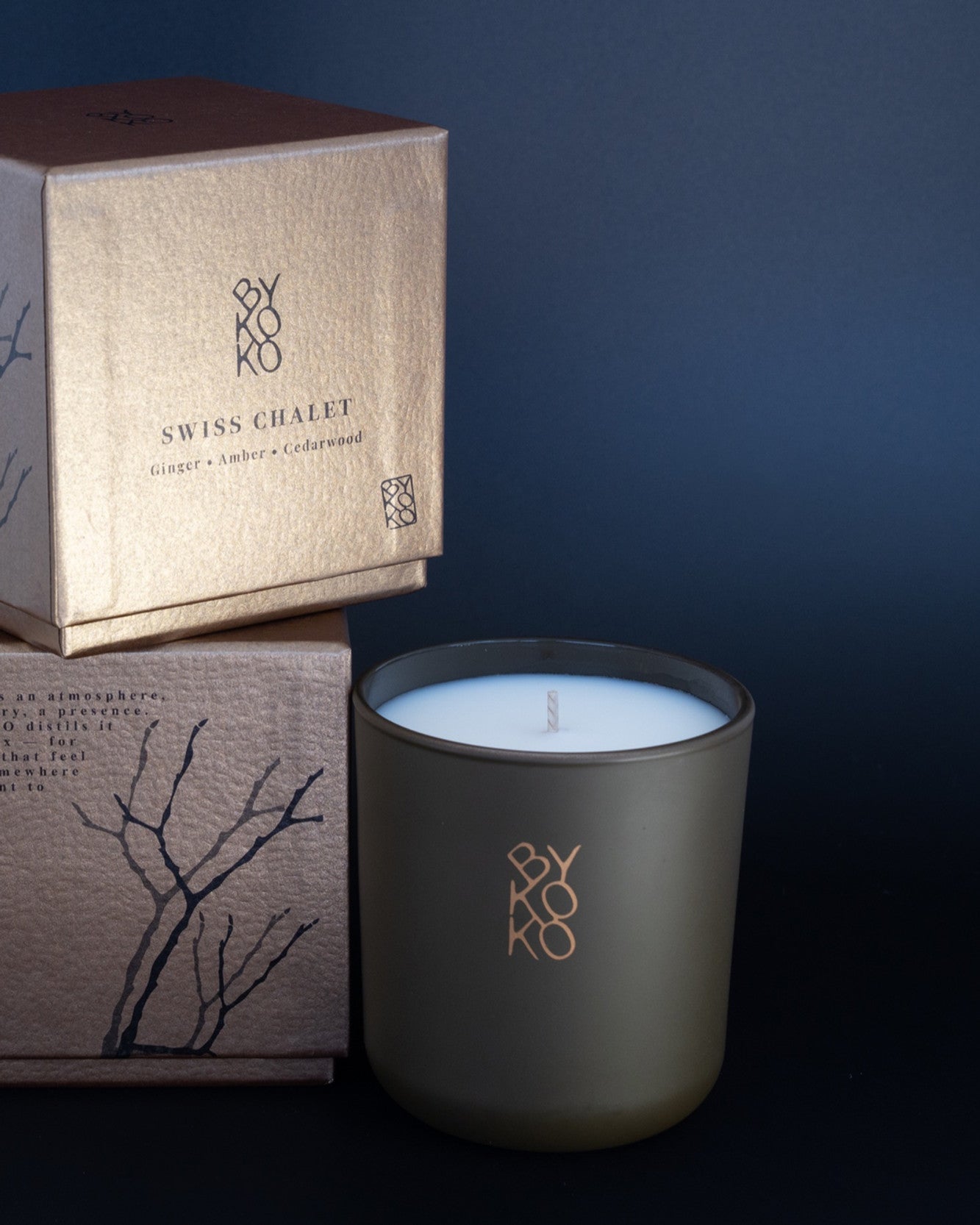 BYKOKO Swiss Chalet scented candle with its gift box