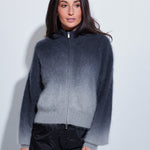 C~RUSH Dip Toto zip jacket in grey ombré, front view on model
