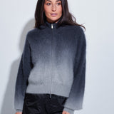 C~RUSH Dip Toto zip jacket in grey ombré, front view on model