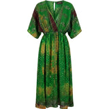 Cofur 'Bali' Silk Wrap Dress – Emerald Green – front view