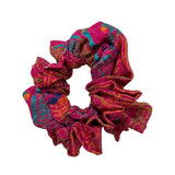 Cofur Embroidered Silk Scrunchie – Fuchsia – front view