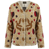 Cofur Embroidered Velvet Jacket – Sand – front view