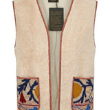 Cofur Kantha Sherpa Gilet – Ecru & Ochre – front view