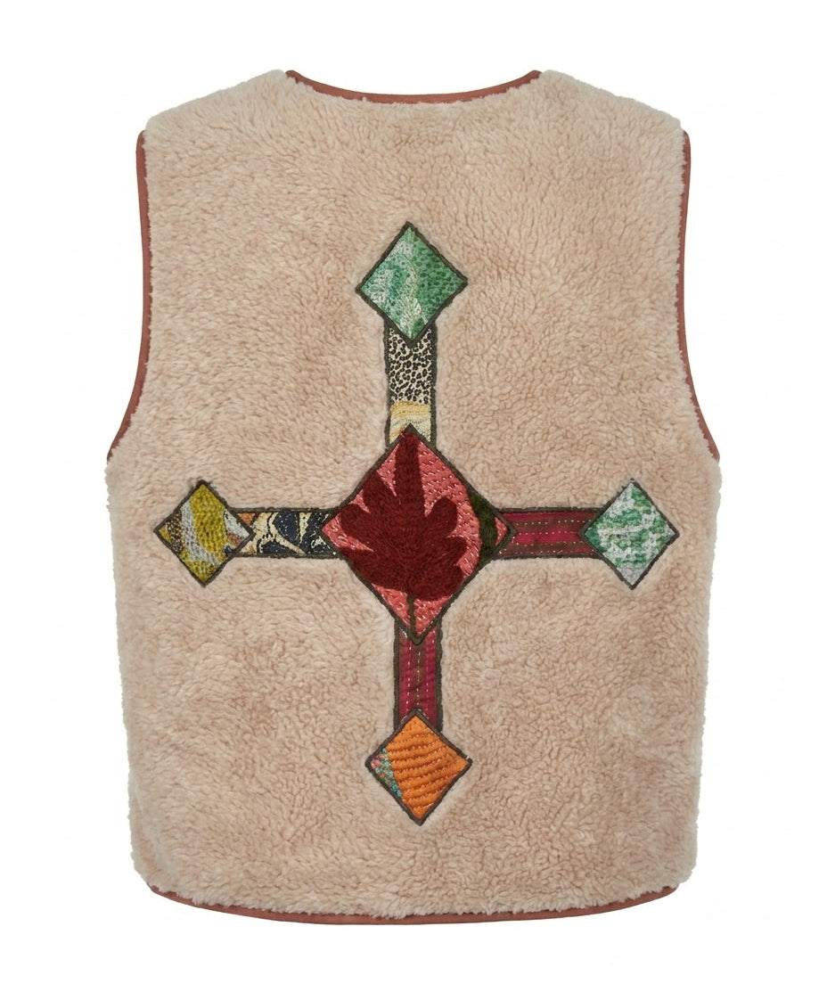 Cofur Kantha Sherpa Gilet – Powder Pink – back view