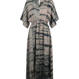 Cofur 'Lombock' Silk Kaftan Dress – Anthracite & Pink – front view