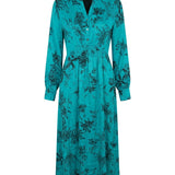 Cofur 'Manhattan' Silk Shirt Dress – Turquoise & Black – front view