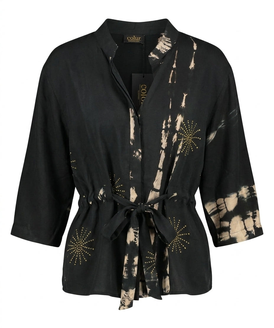Cofur 'New Yorker' Silk Shirt Jacket – Black & Gold – front view
