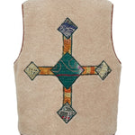 Cofur Sequin Sherpa Gilet – Ecru & Emerald – back view