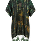 Cofur Silk Pompom Fringe Kimono – Khaki & Rust – detail