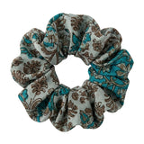 Cofur Silk Scrunchie – Sage & Turquoise – front view