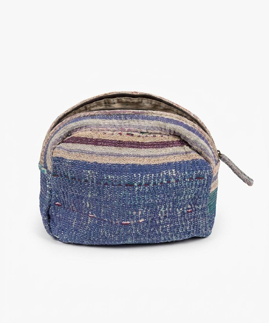 Cofur Silk Toiletry Bag – Indigo & Beige – front view