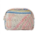 Cofur Silk Toiletry Bag – Pale Pink & Blue – front view