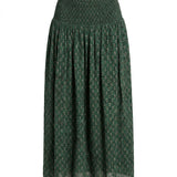 Cofur 'Vienna' Long Sari Silk Skirt – Forest Green – detail