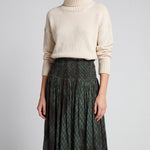 Cofur 'Vienna' Long Sari Silk Skirt – Forest Green – front view