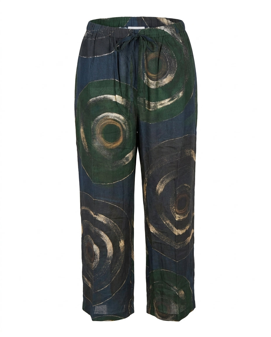 Cofur Wide-Leg Silk Trousers – Black & Green – detail