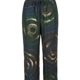 Cofur Wide-Leg Silk Trousers – Black & Green – detail