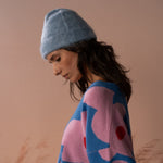 COLORUSH Byron beanie in Stonewash, head tilted, three-quarter view