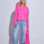 Carmen V-Neck Jumper – Pink Panther – front view