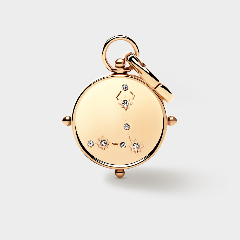Coluri Pisces double-sided zodiac charm in gold, back with the constellation