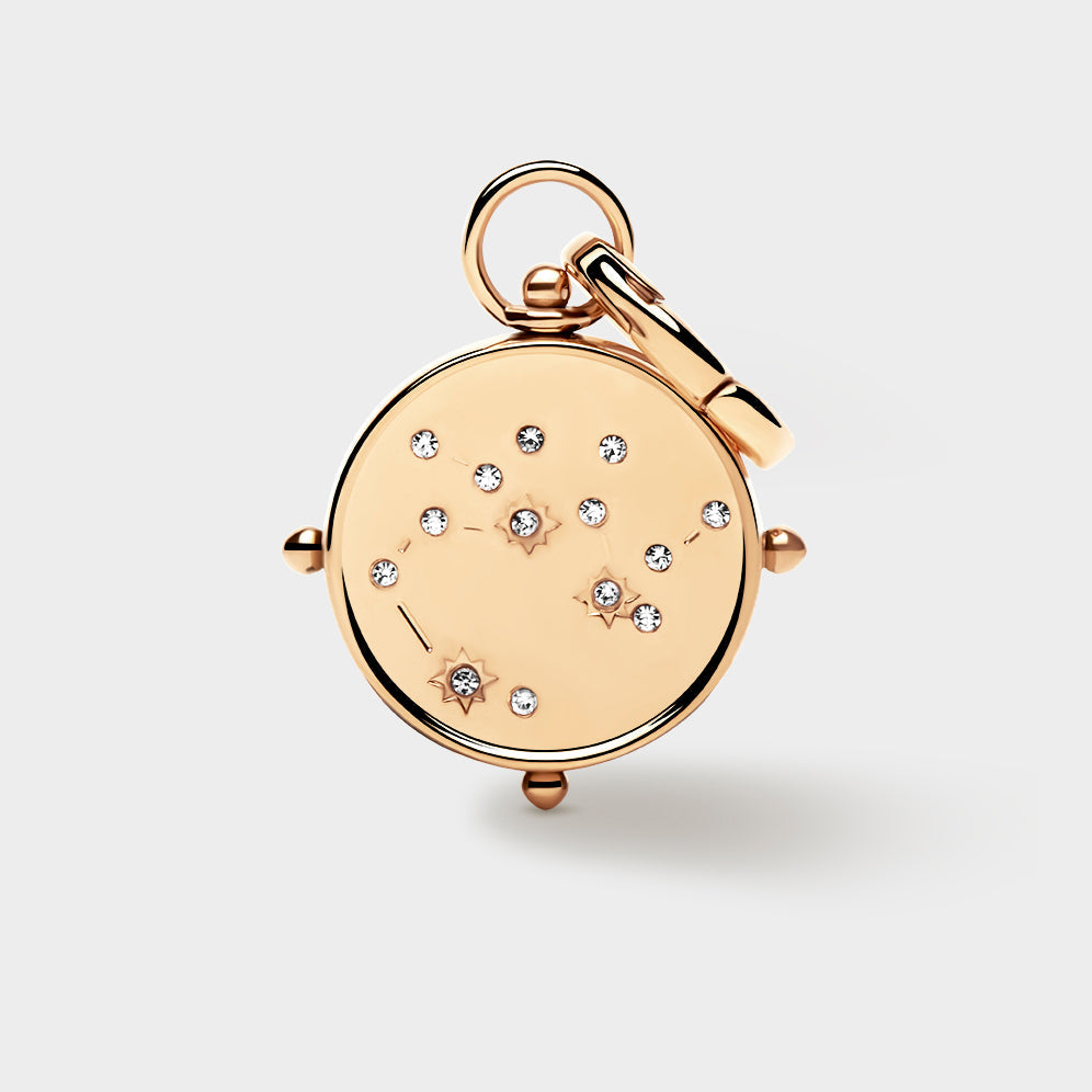 Coluri Sagittarius double-sided zodiac charm in gold, back with the constellation